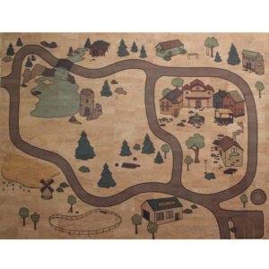 Spielteppich Strasse aus veganem Leder für Kinder, Korkteppich und Spielmatte in einem aus ekologischen Materialien