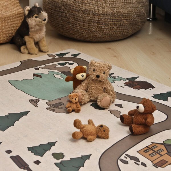 Zabawki na korkowym dywaniku dla dzieci, Naturalne materiały jako mata do zabawy do pokoju dziecięcego