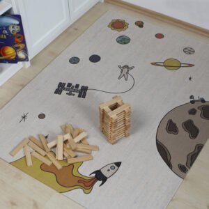 Kinderteppich aus Kork nachhaltig und schadstofffrei, Spielmatte aus Korkstoff creme bedruckt als tolles Geschenk für die Kleinen