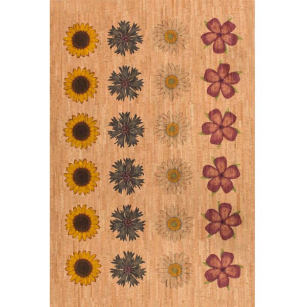 Twister Field Flowers rug made of cork leather, Sustainable and child-friendly products made of cork