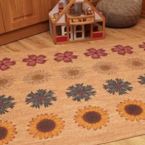 Play rug wild flowers made of vegan leather for children, cork rug and play mat in one made of ecological materials
