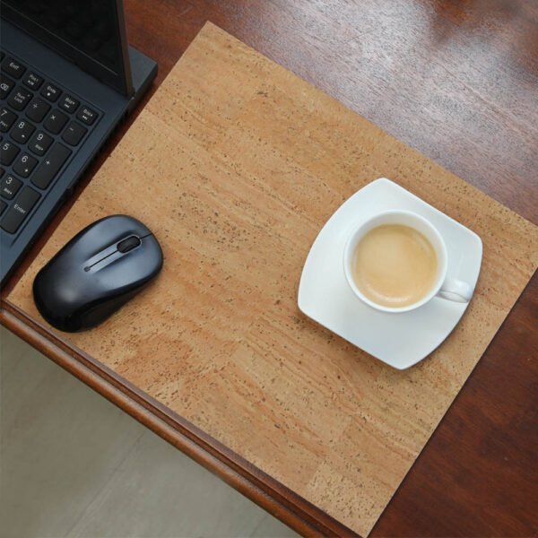 Podkładka pod mysz, espresso, naturalna, korek, skóra korkowa, tkanina korkowa, wegańska, zrównoważona, nietoksyczna, antyalergiczna