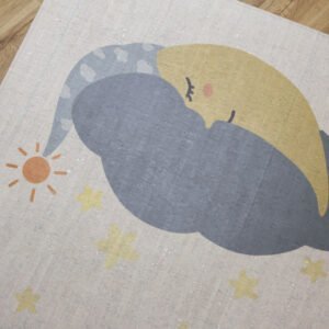 Dreaming Moon, Kinderzimmer Teppich aus natürlichen Stoffen, Korkteppich vegan