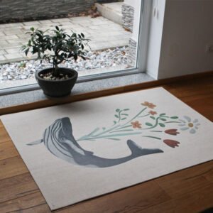 Cork children's carpet, window, flower, natural materials as a play mat for children's rooms