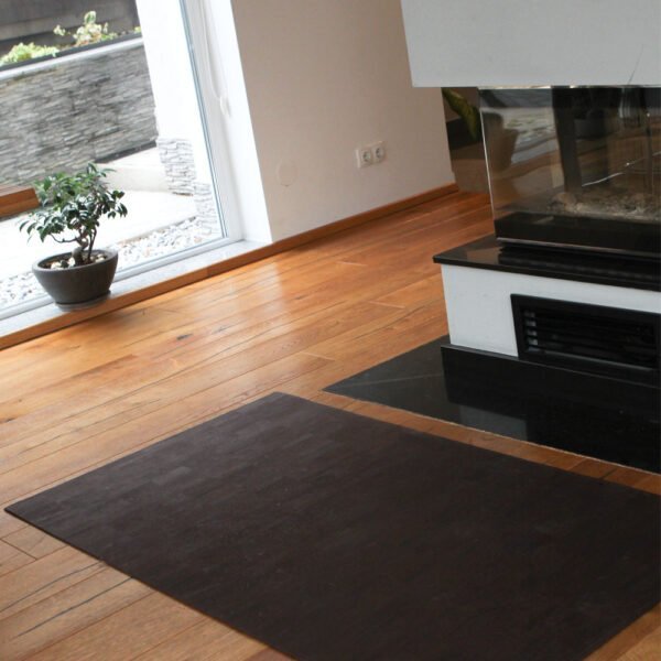 wohnzimmer teppich edelschokolade aus kork, veganes korkleder, nachhaltiges korkteppich