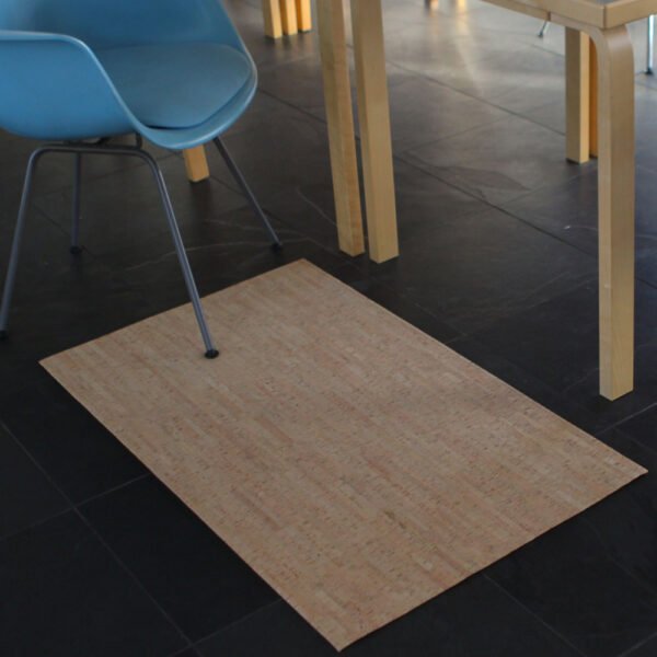 living room carpet natural made of cork, vegan cork leather, sustainable cork carpet