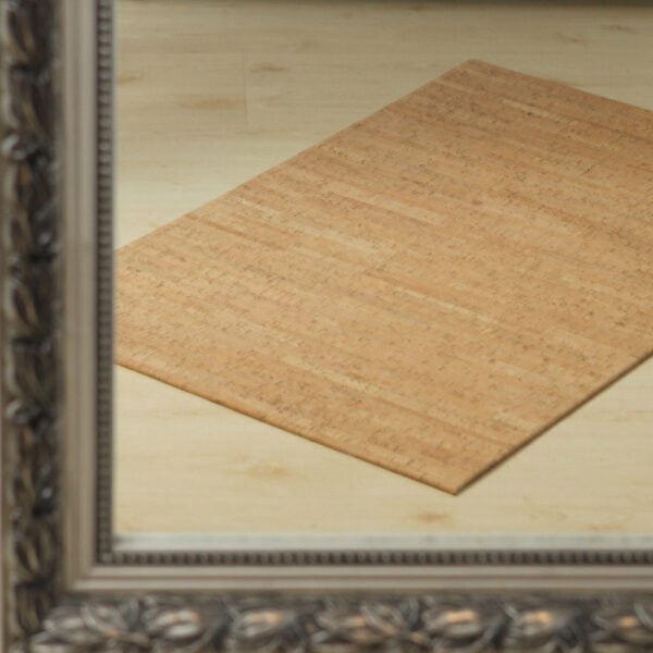 mirror, natural vegan carpet made of cork, cork leather mat made of natural vegan materials