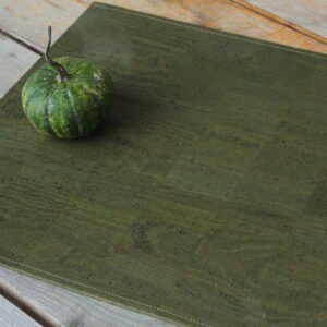 rug olive green made of cork, pumpkin, vegan cork leather, sustainable cork rug