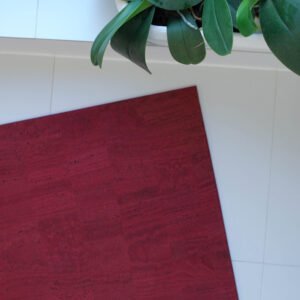 carpet cherry red and flower, bathroom carpet, natural product cork, cork carpet on tiles