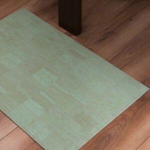 wohnzimmer teppich salbeigrün aus kork, veganes korkleder, nachhaltiges korkteppich