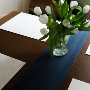 A combination of cork leather table runners and placemats will decorate your dining area in a sustainable and unique way